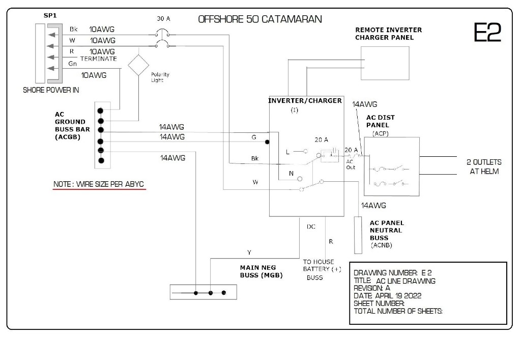 AC line drawing schematic for Offshore 50 Catamaran