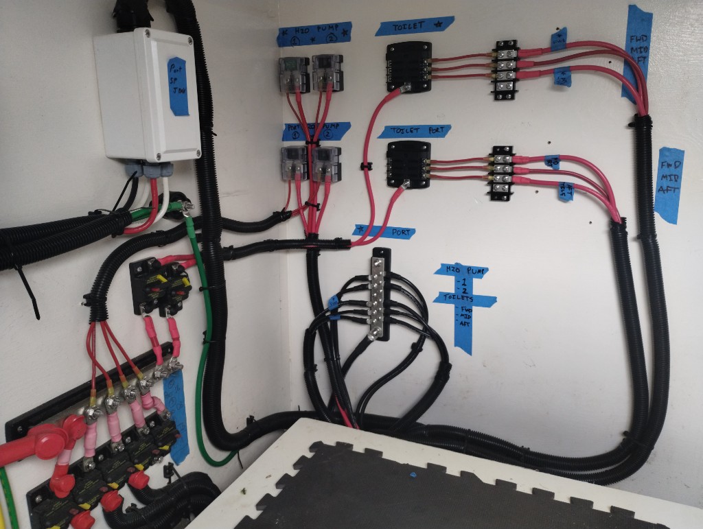 24 VDC distribution panel with overcurrent protection breakers